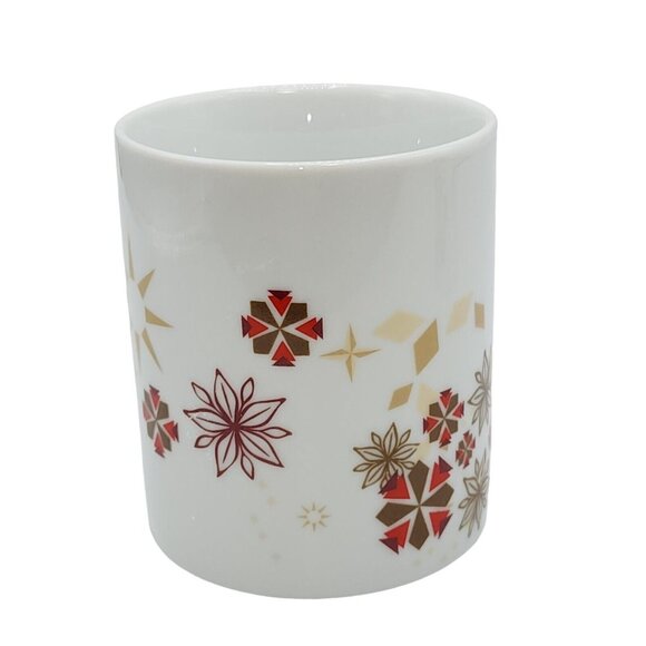 Starbucks Vintage Poinsettia Ceramic Coffee Mug Set Of 2pc 12oz Gold Red White - Picture 13 of 14